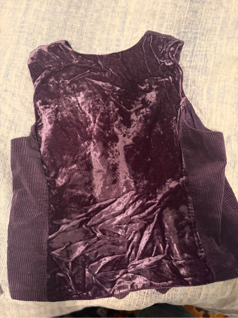 J. Jill Plum Crushed Velvet & Cordaroy Ribbed Side Tank